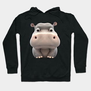 Hippo Cute Adorable Humorous Illustration Hoodie